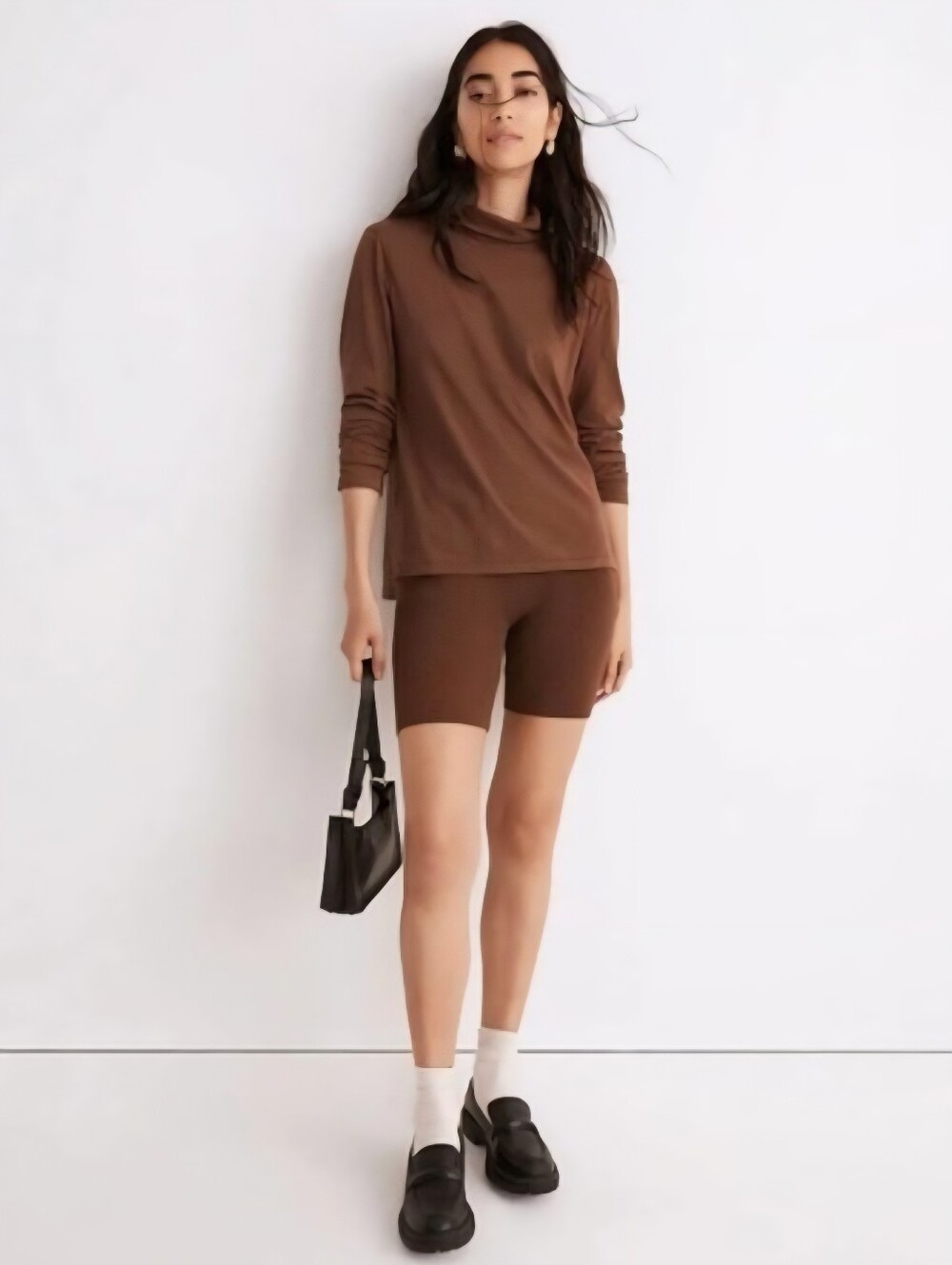 Madewell Whisper Cotton Turtleneck Tee in Forage Women's Small S 100% Cotton EUC